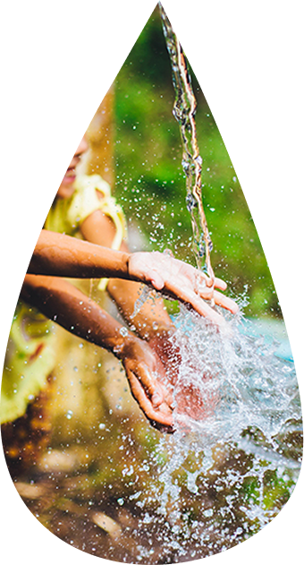 Water droplet with hands